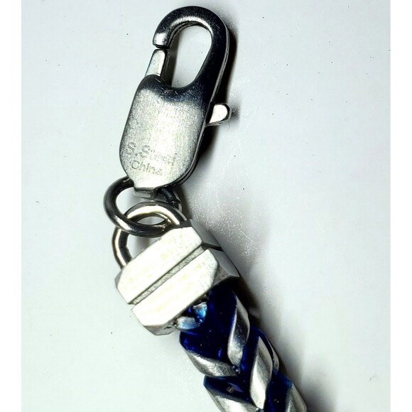 Stainless Steel Blue & Silver Link Bracelet 8" Unisex Lobster Clasp Gift - Picture 7 of 11